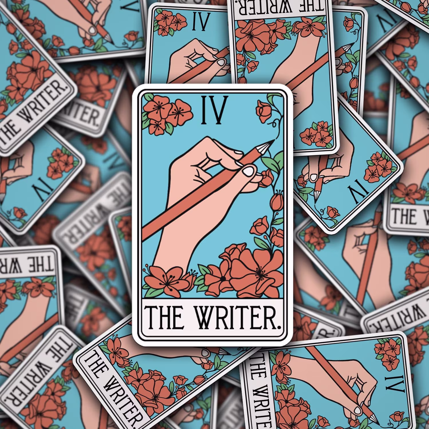 The Writer Tarot Card Inspired Stickers - Bookish Reading Approximately 3 X 4.882 Inches