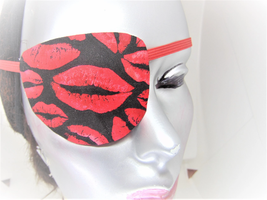 Woman's Handmade Eye Patch "Luscious Lips"/ Chic, Care, Cataract Aid, Health & Beauty