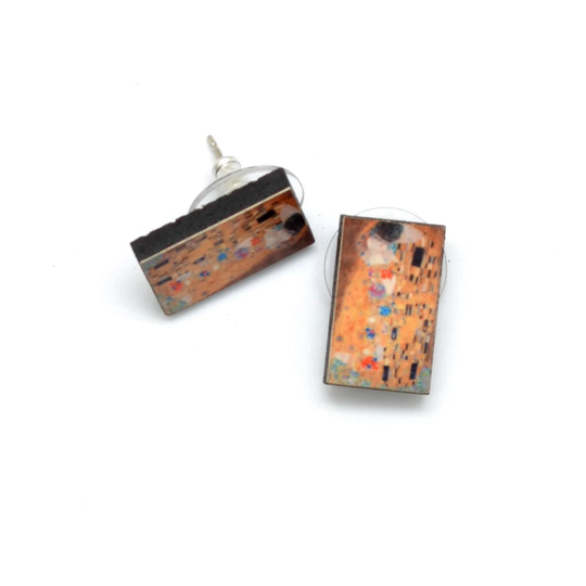 Klimt "The Kiss" Earrings, Miniature Stud Famous Art Studs, Perfect Gift For Girlfriend Who Loves Art, Earth-Friendly & Fair Trade