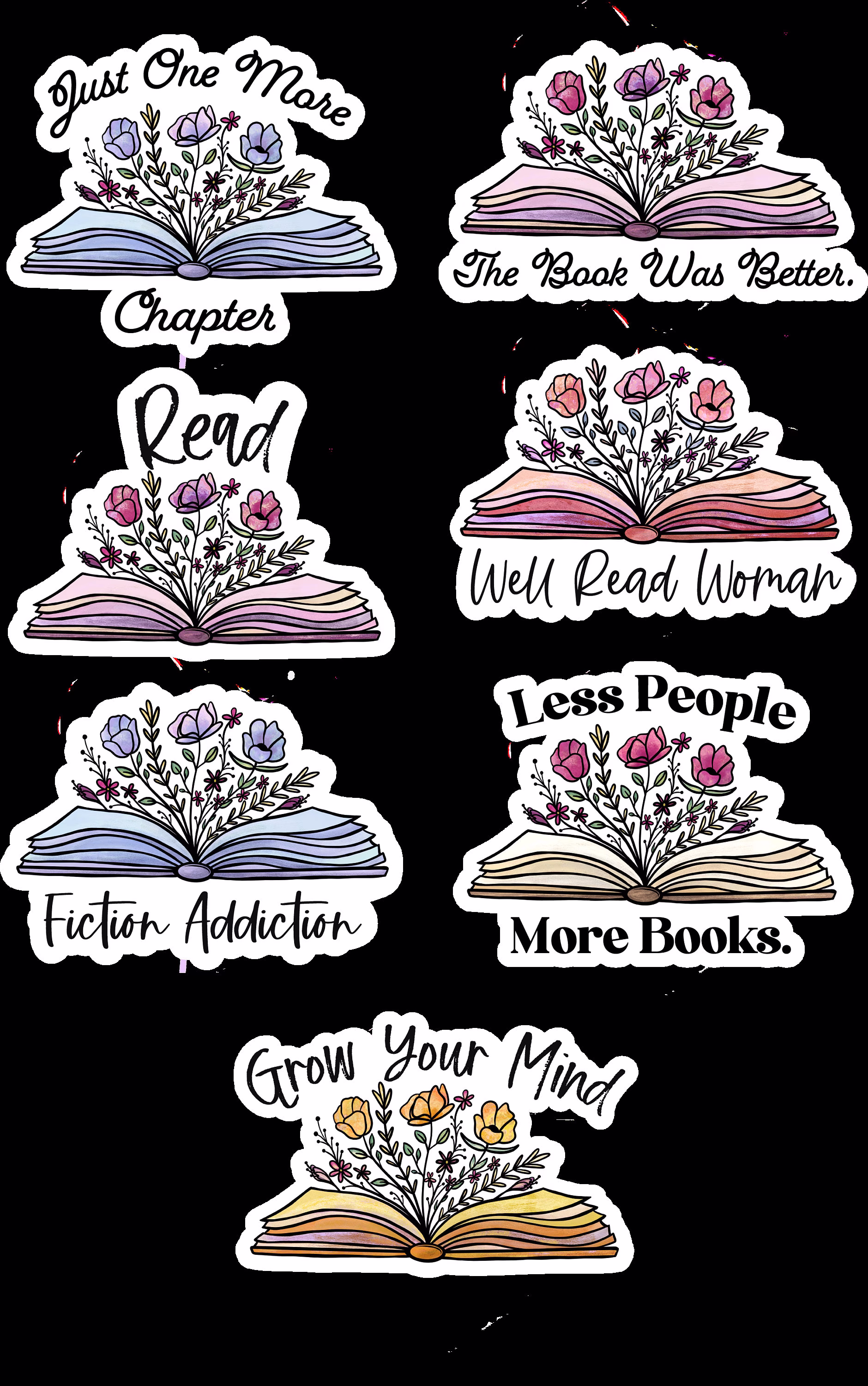 Bookish Stickers -Choose 1 Of 7 Different Stickers - Vinyl